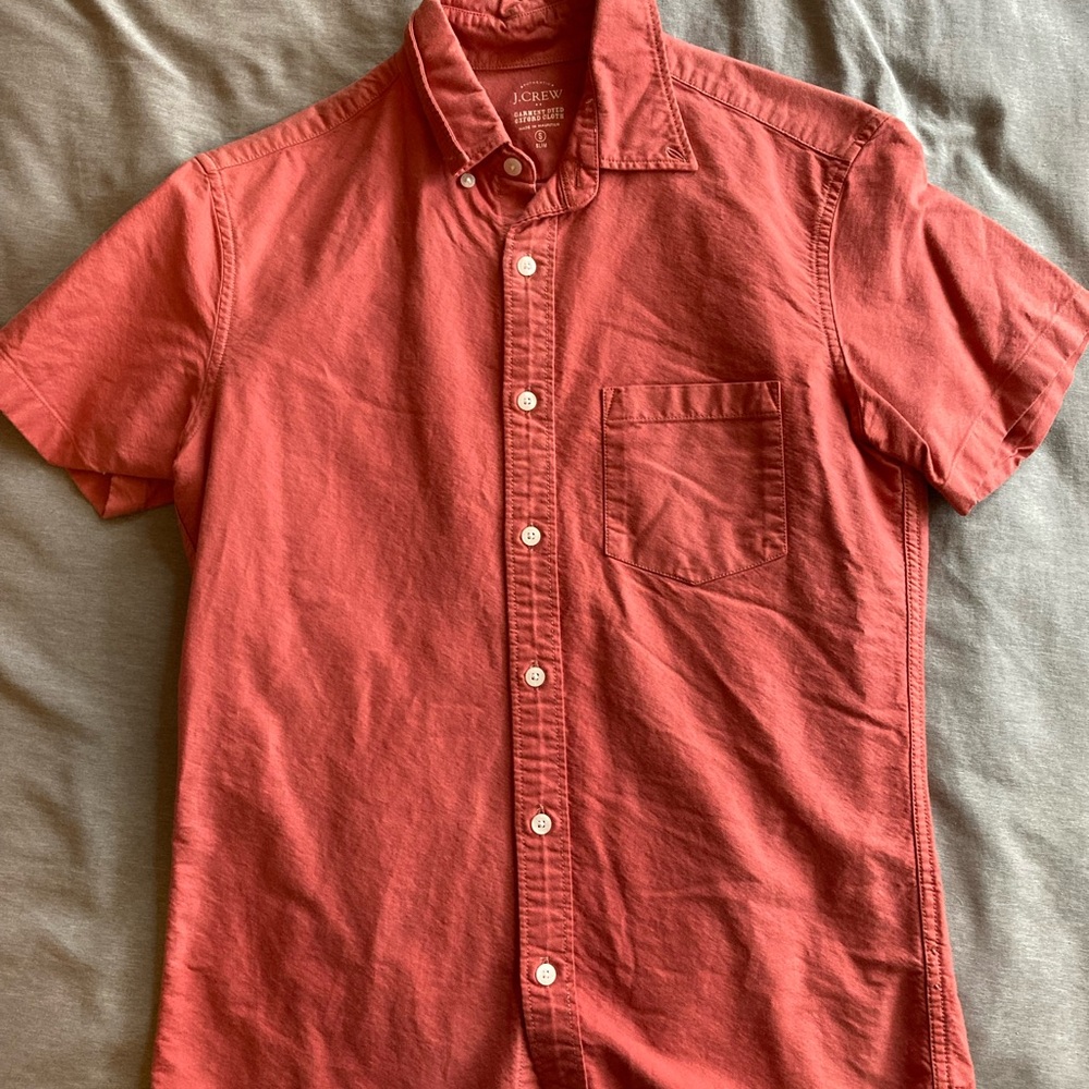 J. Crew Men's Red Short Sleeve Shirt Size Small Slim Fit